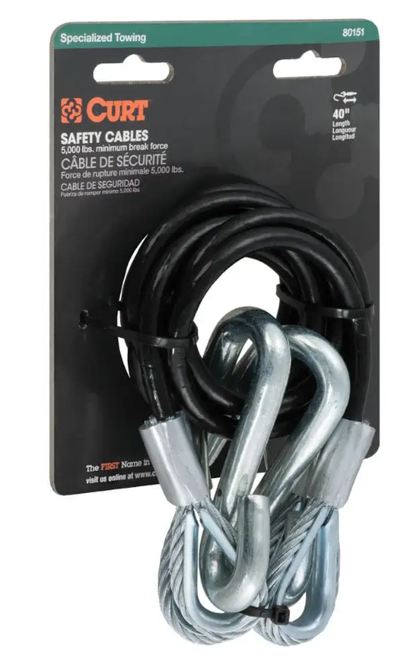 44-1/2" Safety Cables with 2 Snap Hooks (5,000 lbs, Vinyl-Coated, 2-Pack) #80151
