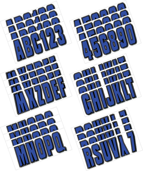Boat & PWC Lettering Blue/Black 3″ Registration Kit - US Boating Marine Supplies