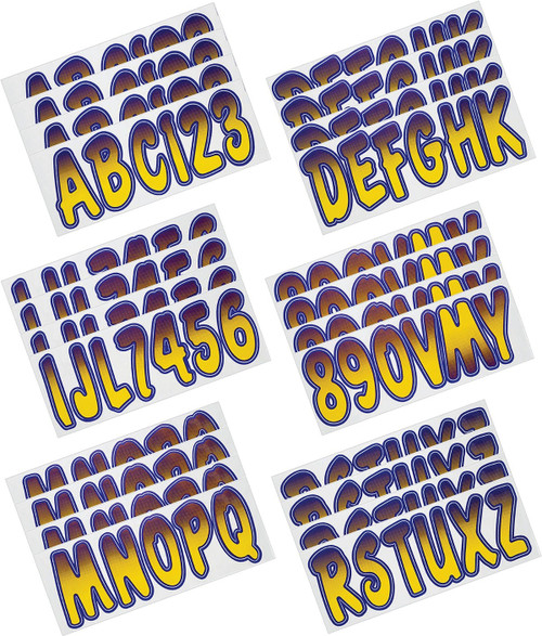 Boat & PWC Lettering YELLOW/PURPLE 3″ REGISTRATION KIT - US Boating Marine Supplies