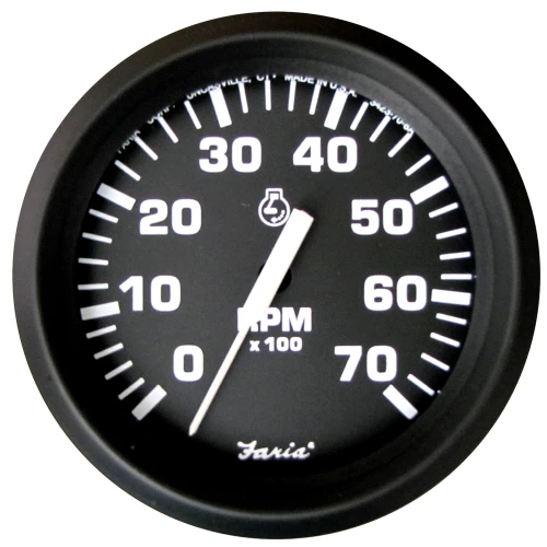 Faria Euro Black 4" Tachometer - 7,000 RPM (Gas - All Outboard) - US Boating Marine Supplies