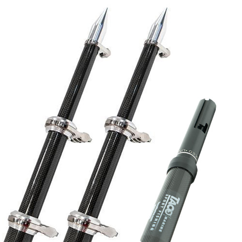 TACO 24' Carbon Fiber Twist & Lock Outrigger Poles f/GS-450, GS-500 & GS-1000 Bases - Black - US Boating Marine Supplies