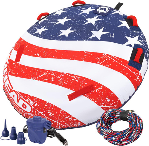 Sportsstuff Stars & Stripes Kit 1 Rider Towable Tube, Pump, Rope for Boating - US Boating Marine Supplies