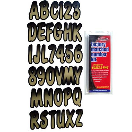 Hardline Products 3" Boat Letter and Number Kit - Beige and Black