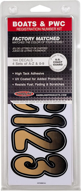 Hardline Products 3" Boat Letter and Number Kit - Beige and Black