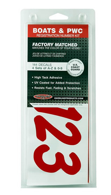 Hardline Products 3" Boat Letter and Number Kit - Solid Red
