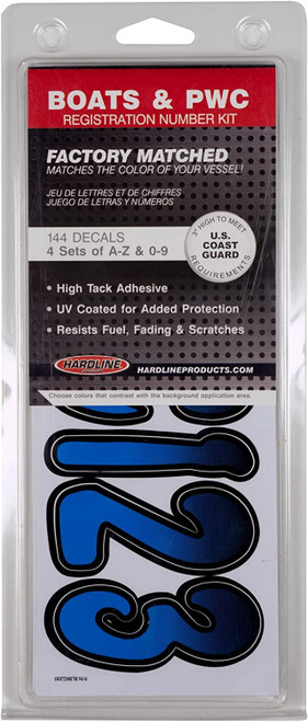 Hardline Products 3" Boat Letter and Number Kit - Blue and Black