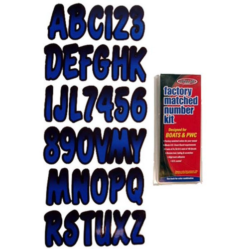 Hardline Products 3" Boat Letter and Number Kit - Blue and Black