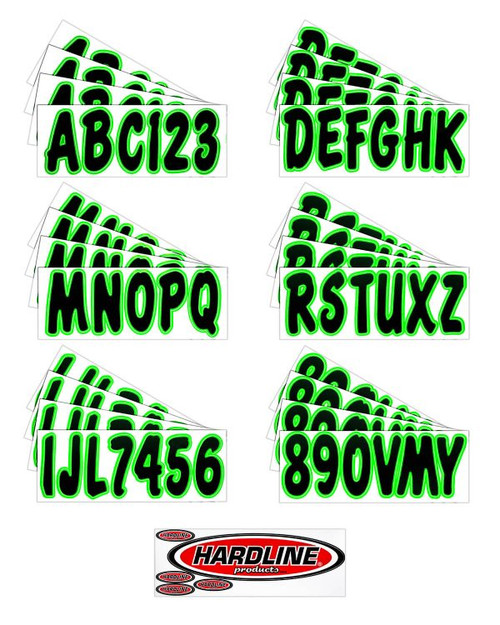Hardline Products 3" Boat Letter and Number Kit - Black and Kiwi - US Boating Marine Supplies
