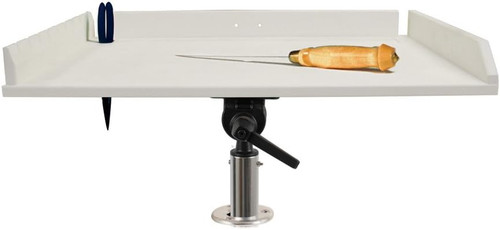 TACO 20" Poly Filet Table w/Adjustable Gunnel Mount - White