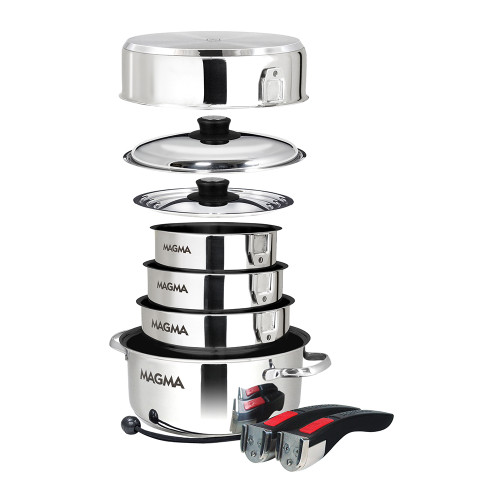 Magma 10 Piece Induction Non-Stick Cookware Set - Stainless Steel - US Boating Marine Supplies