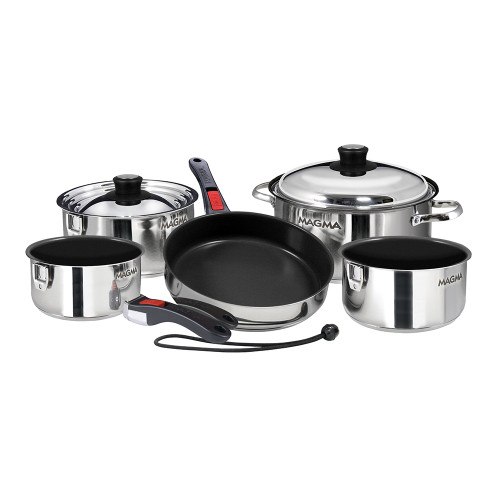 MAGMA 10 PIECE INDUCTION NON-STICK COOKWARE SET - STAINLESS STEEL