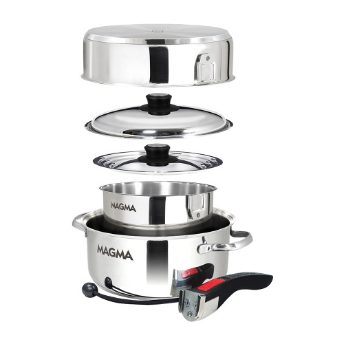 Magma 7 Piece Induction Cookware Set - Stainless Steel - US Boating Marine Supplies