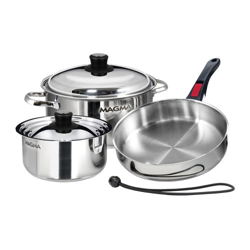 Magma 7 Piece Induction Cookware Set - Stainless Steel - US Boating Marine Supplies