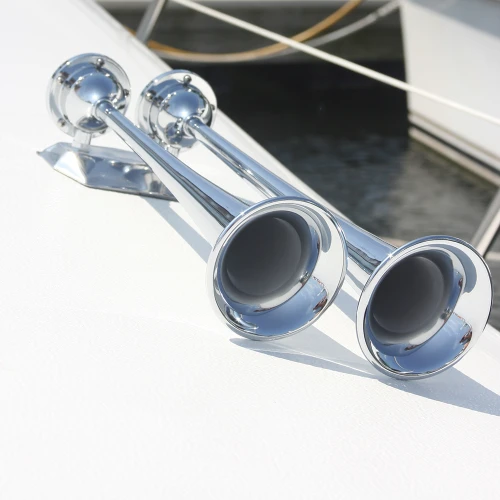 MARINCO 24V CHROME PLATED DUAL TRUMPET AIR HORN - US Boating Marine Supplies