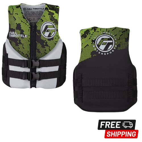 FULL THROTTLE JUNIOR HINGED NEOPRENE LIFE JACKET - GREEN