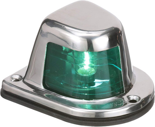 Attwood 1-Mile Deck Mount, Green Sidelight - 12V - Stainless Steel Housing - US Boating Marine Supplies