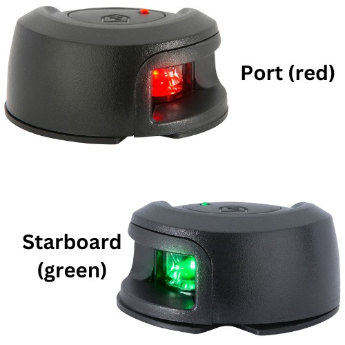 Attwood LightArmor Deck Mount Navigation Light - Black Composite - Starboard (green) & Port (red) - 2NM - US Boating Marine Supplies