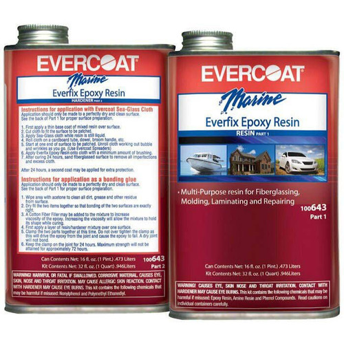 Evercoat Everfix Epoxy Resin A & B Kit Quart- 100643 - US Boating Marine Supplies