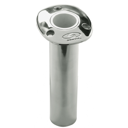 C.E. Smith Flush Mount Rod Holder - 0 Degree & 9" Depth - Stainless Steel - Cast Bottom - White Vinyl Liner - US Boating Marine Supplies