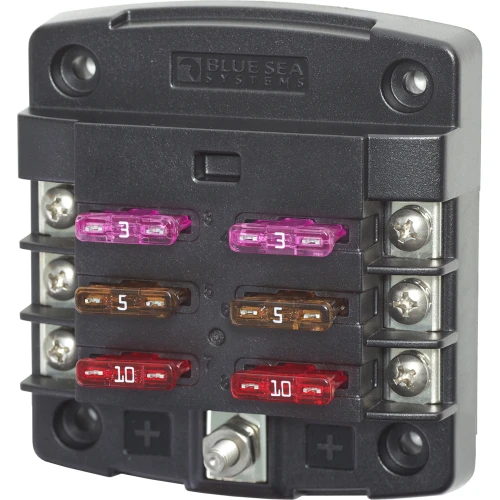 Blue Sea 5033 ST Blade Fuse Block w/out Cover - 6 Circuit w/out Negative Bus - US Boating Marine Supplies