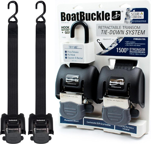 BoatBuckle G2 Retractable Transom Tie-Down - 2"-43" - Pair - US Boating Marine Supplies