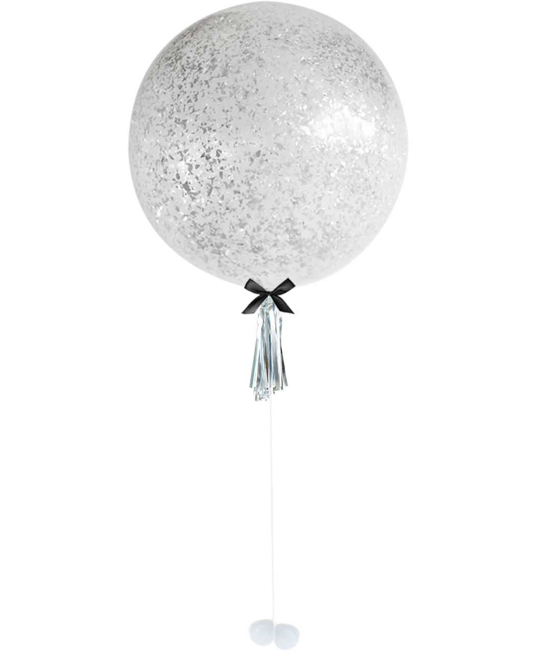 36'' Jumbo Perfectly Round Balloon - Metallic Silver Confetti