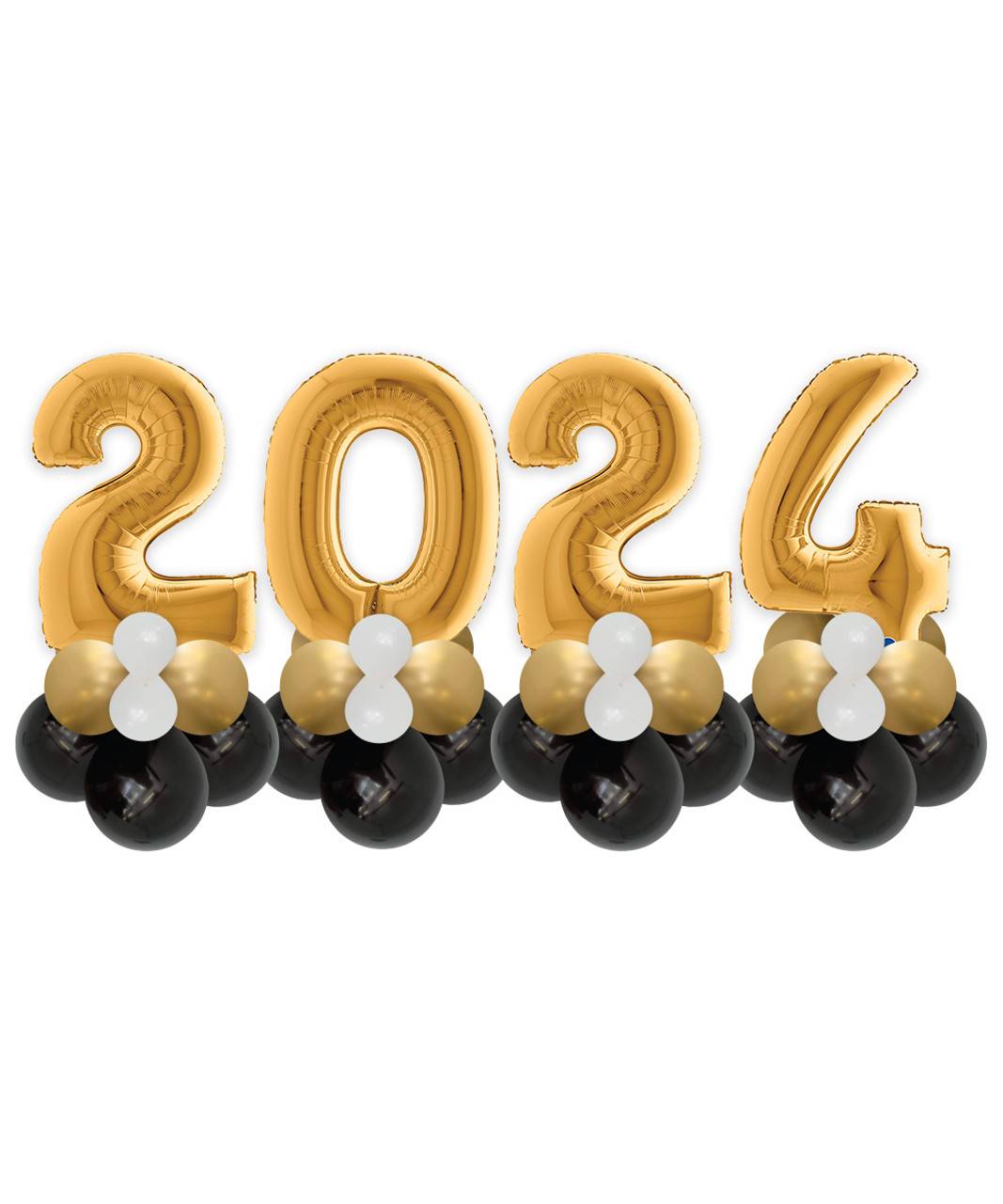 Happy New Year 2024 Balloons Gold Number Letter Aluminum Foil