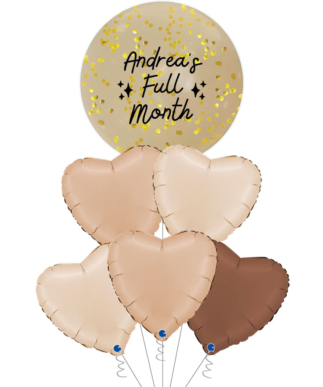 22 Personalised Confetti Jewel Heart Balloons Bouquet - Give Fun