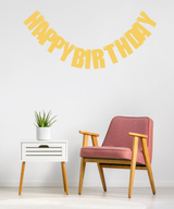 Block Script Happy Birthday Bunting (2 meter) - Glittery Gold