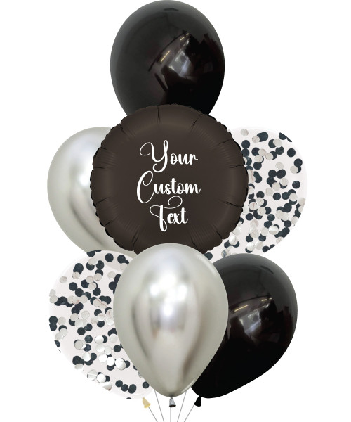 [Personalised Bouquet] Personalised Divine Balloons Bouquet - Satin Fumé Black