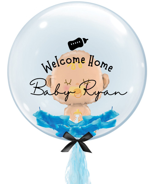24" Personalised Crystal Ball Balloon - Mini Baby Foil Balloon Stuffed