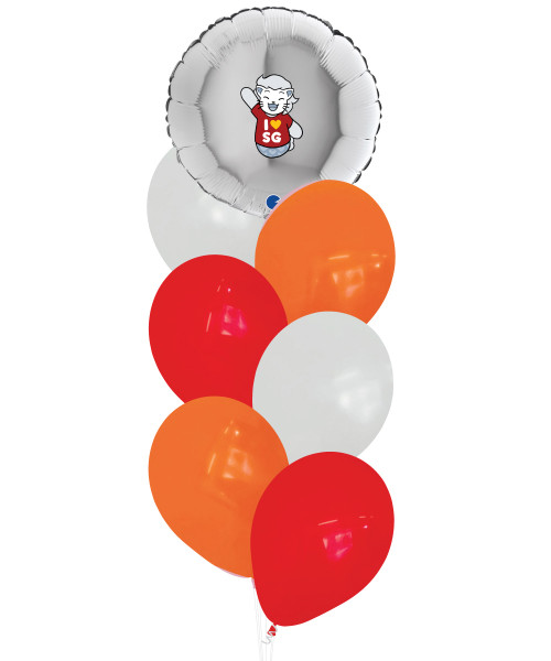 [National Day 2026] Personalised Round (Metallic Shiny Silver) Chain Balloons Bouquet - I ❤️ SG Merlion