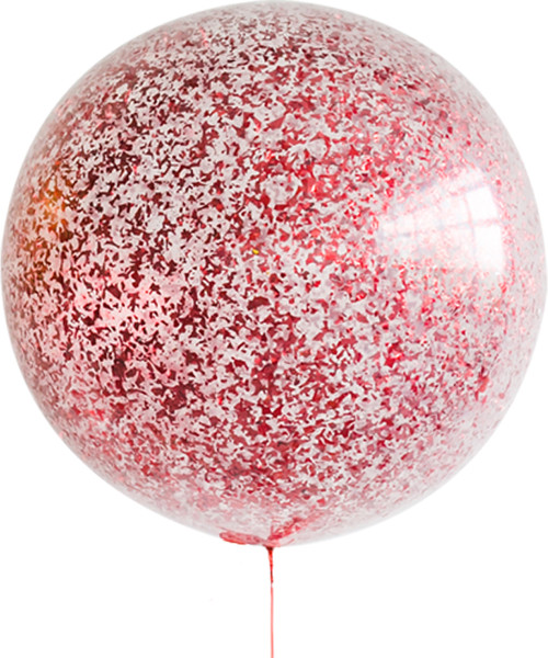 36" Jumbo Perfectly Round Balloon - Shredded Red Confetti