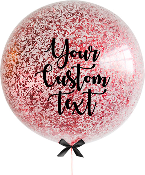 36" Personalised Jumbo Perfectly Round Balloon - Shredded Red Confetti 