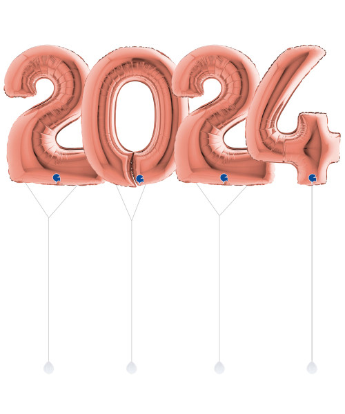 [Happy New Year 2024] Happy New Year Giant Number "2024" Foil Balloons - Rose Gold