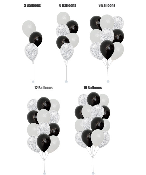 (Create Your Own Helium Balloon Cluster) 12'' Shredded Confetti Balloon Cluster - Fashion Color

Color Combination: Metallic confetti balloon in silver, white, black