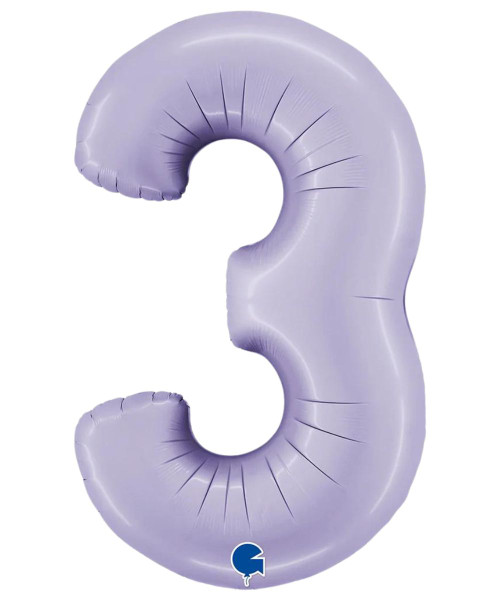 40" Giant Number Foil Balloon (Satin Lilac) - Number '3'