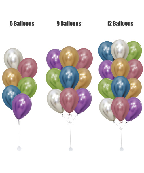 (Helium Balloon Cluster) 12" Rainbow Latex Balloons Cluster - Reflex Latex