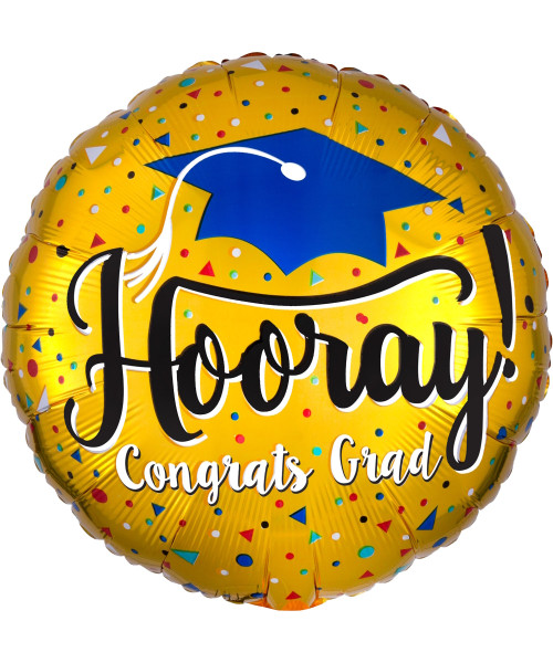 [Graduation] Hooray Grad Gold Foil Balloon (18inch)