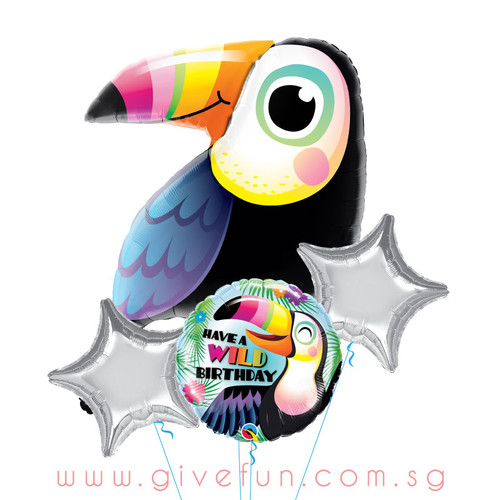 Colorful Toucan Birthday Balloons Bouquet