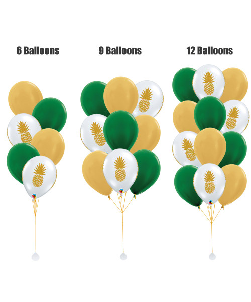 (Pick Your Own Helium Balloon Cluster) 12'' Transparent Pineapple Balloons Cluster - Metallic Color