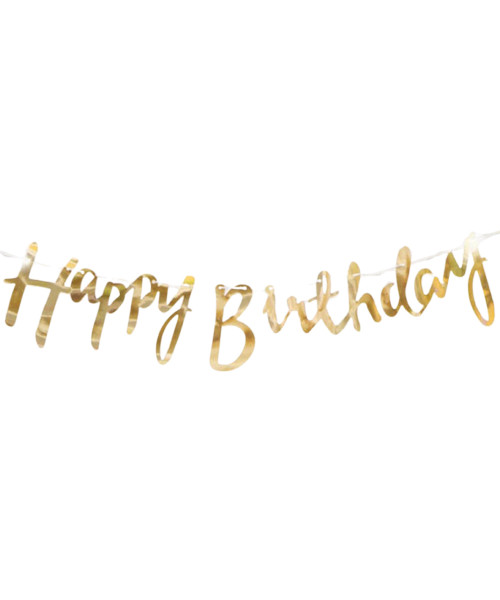 Calligraphy Happy Birthday Bunting (1 meter) - Reflective Gold