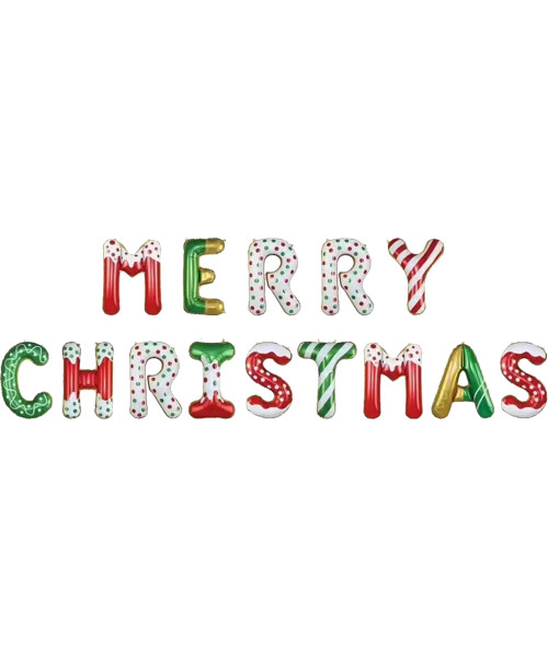 [Merry Christmas 2025] 16" Merry Christmas Alphabet Foil Balloons Banner - Christmas Wonderland