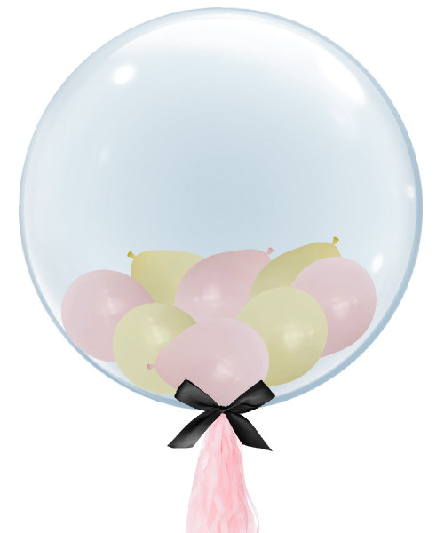 24" Crystal Clear Bubble Balloon - Mini Macaron Pastel Matte Latex Balloons Filled (5 Colors)