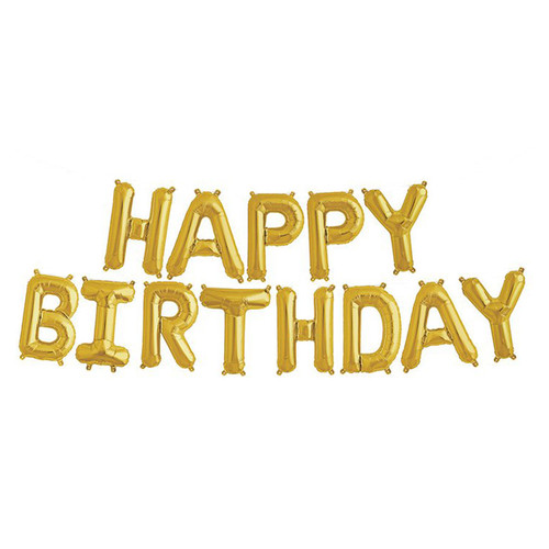 16" Happy Birthday Alphabet Foil Balloons Banner -Gold