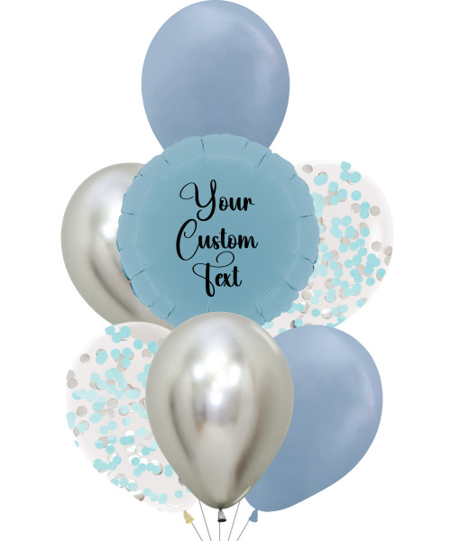 [Personalised Bouquet] Personalised Divine Balloons Bouquet - Macaron Matte Blue