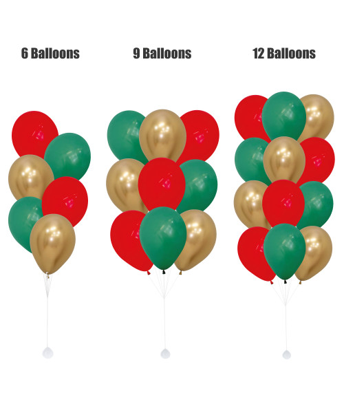 12" Latex Christmas Themed Helium Balloons Cluster - Wonderful Christmas

Color Combination: Fashion Forest Green, Fashion Red and Reflex Gold