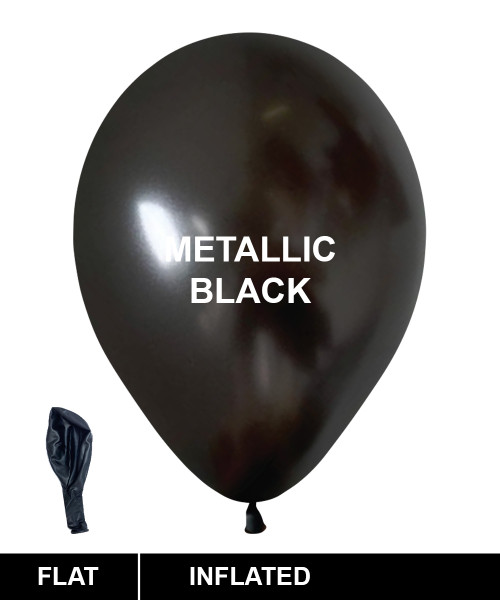 12" Standard Metallic Color Round Latex Balloon - Pearl Black