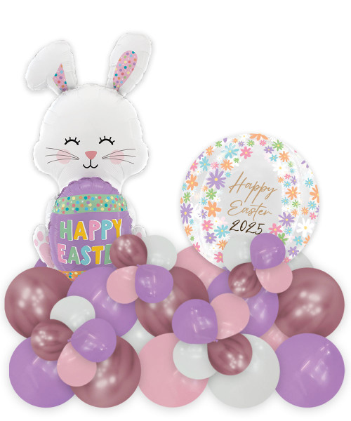 [The Great Eggscape] Personalised Globe Daisies Balloon Centerpiece - Easter Egg Bunny Happy Easter 