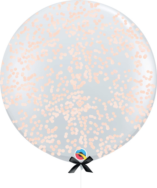 36'' Jumbo Perfectly Round Balloon - Round Confetti (1cm) Peach
